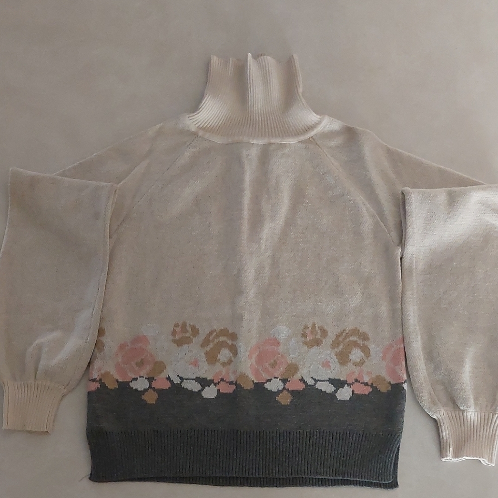Janie and Jack Cream and Gray Turtleneck Sweater